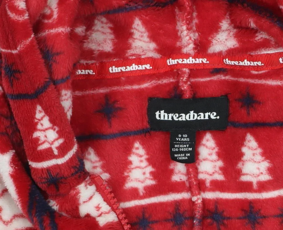 Threadbare Boys Red Christmas Fleece Hooded One Piece 9-10 Years - Image 5