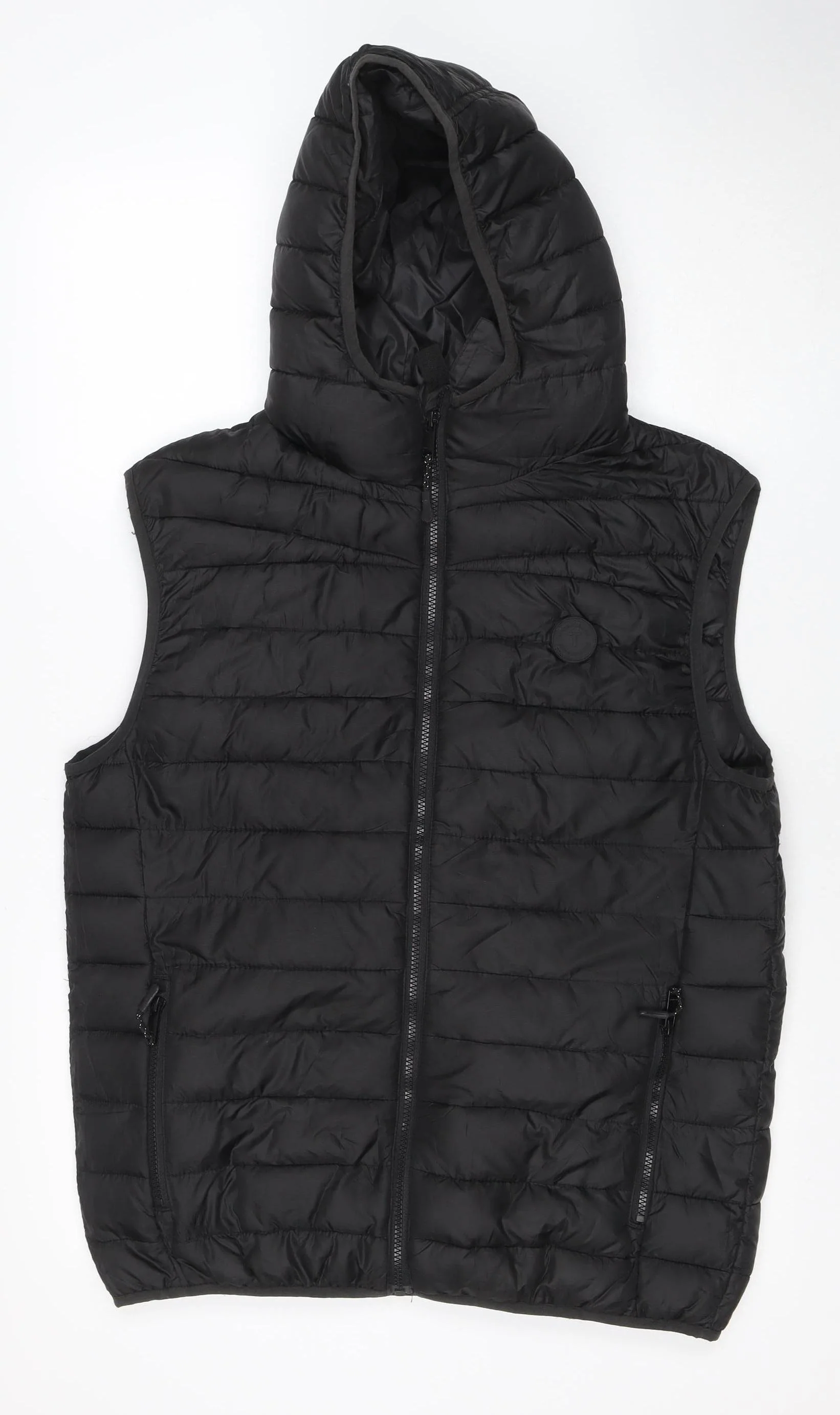 Threadbare Men's Black Hooded Puffer Waistcoat L Regular Fit