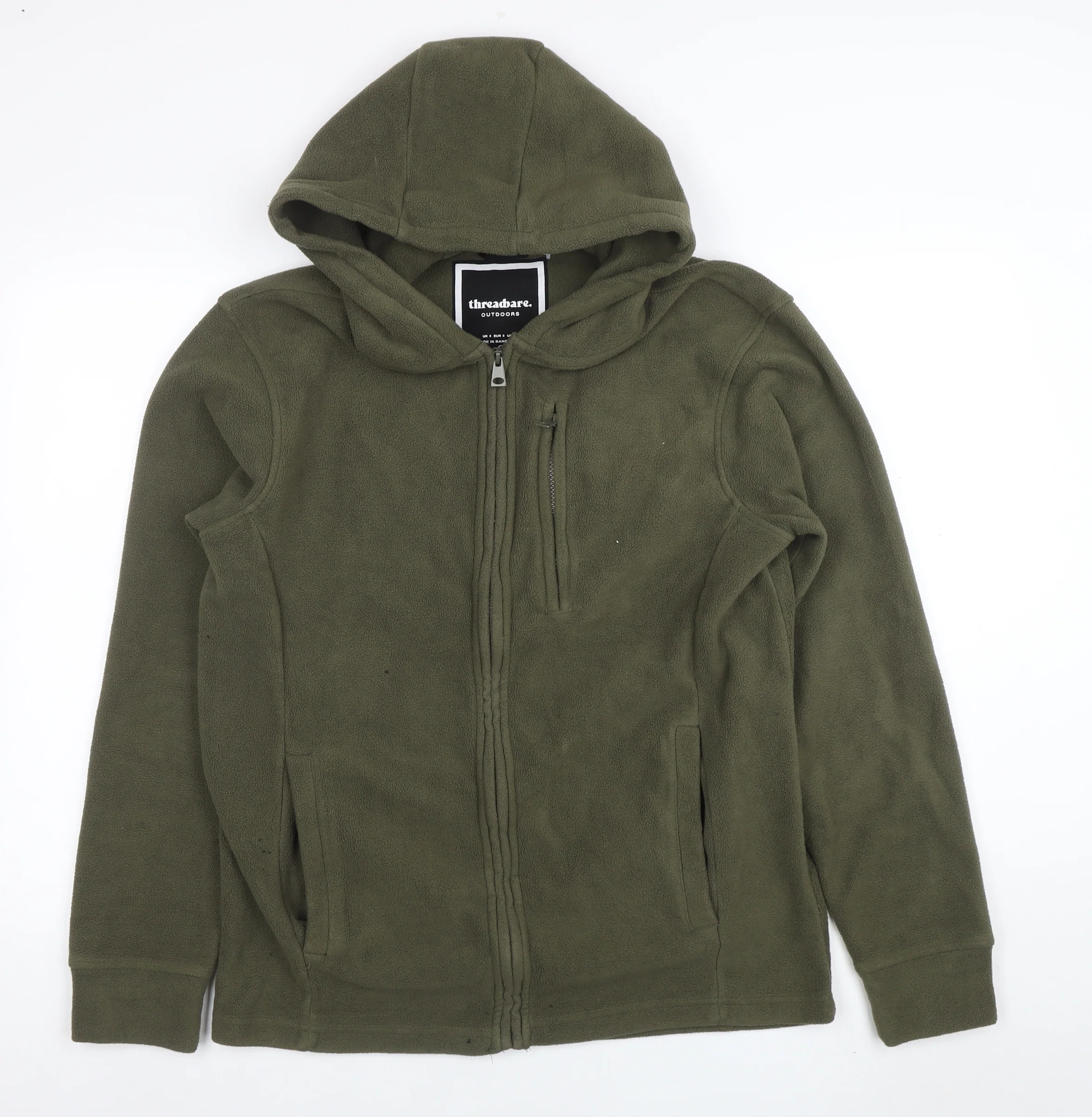 Threadbare Men's Green Fleece Hooded Full Zip Jacket Size S