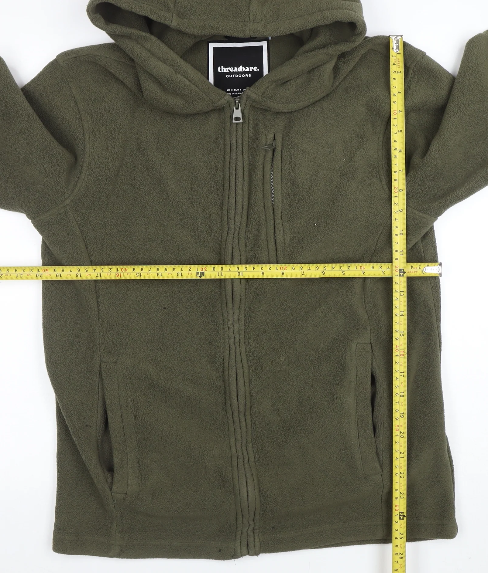 Threadbare Men's Green Fleece Hooded Full Zip Jacket Size S - Image 2