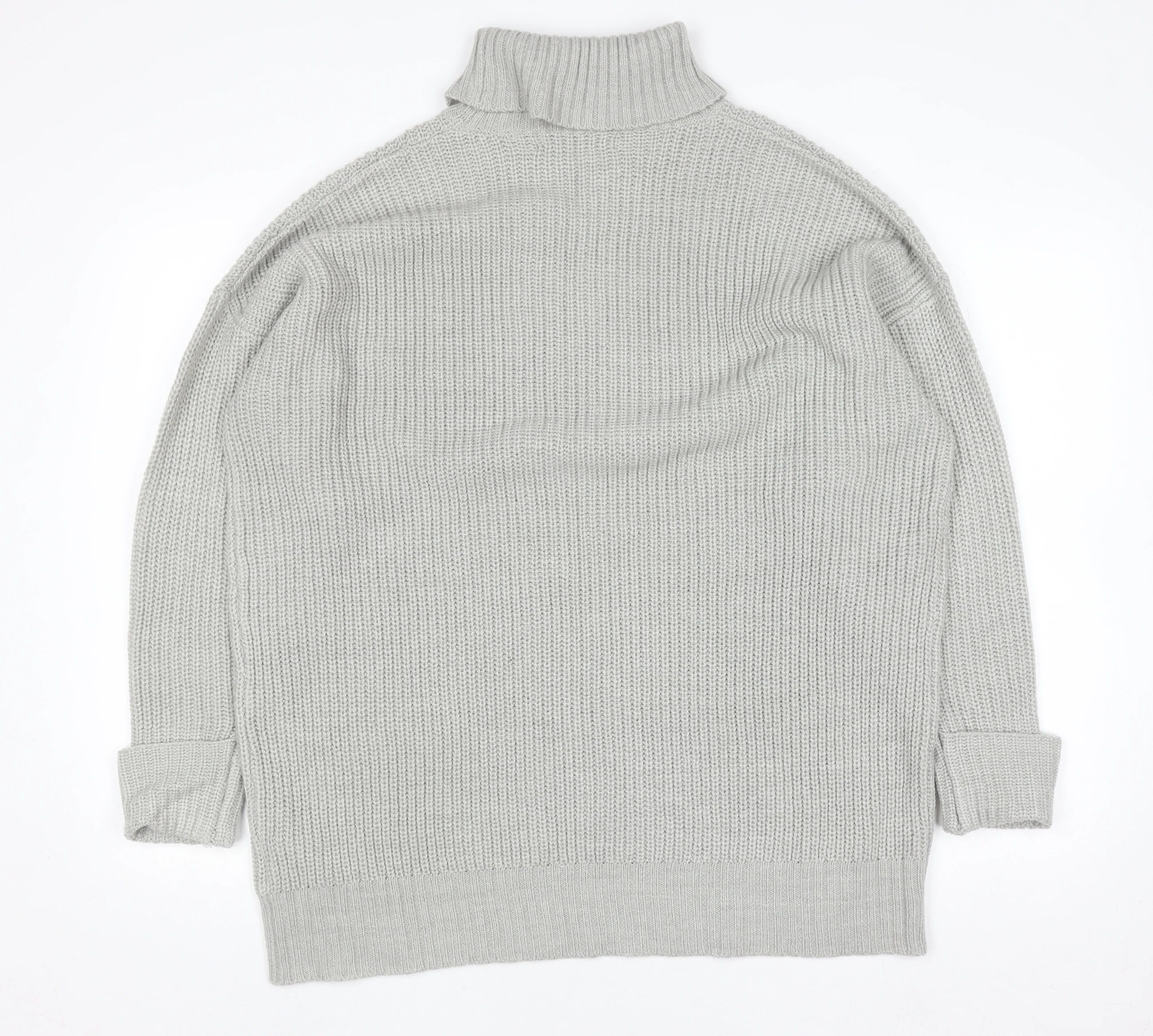 Threadbare Women’s Grey Roll Neck Chunky Knit Jumper Size 12 - Image 3