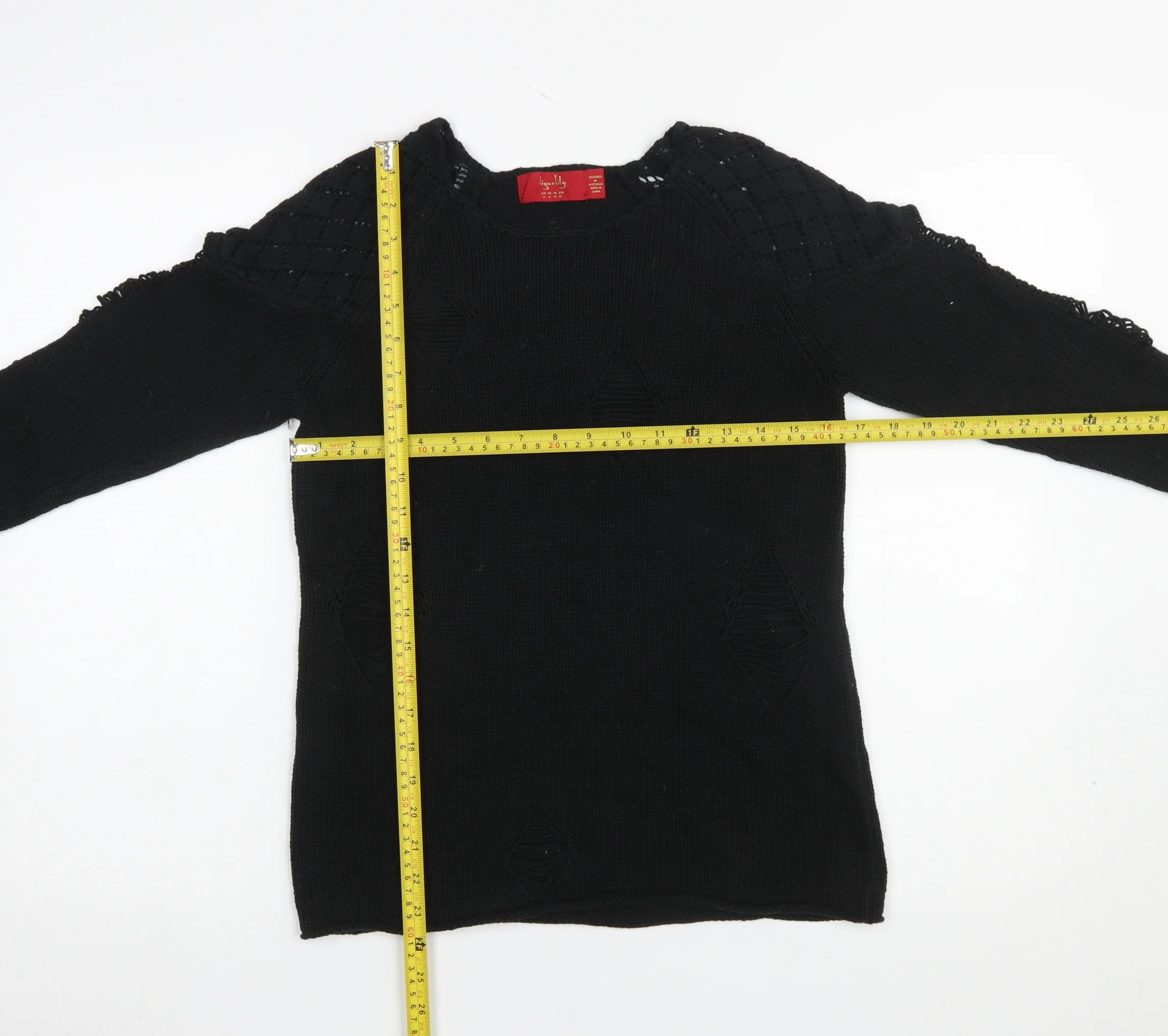 Tigerlily Women’s Black Knit Cold Shoulder Crew Neck Pullover Jumper Size 10 - Image 2
