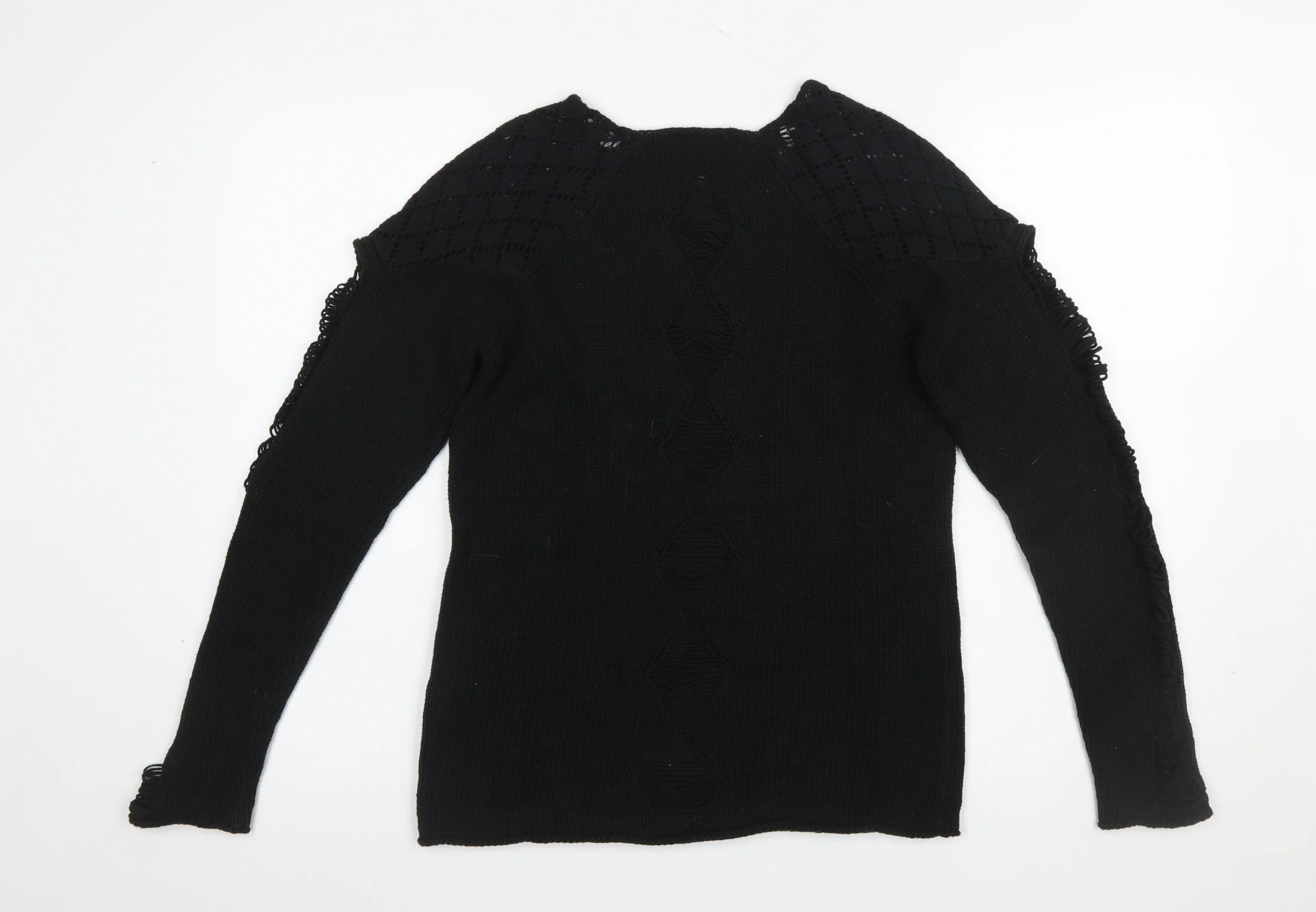 Tigerlily Women’s Black Knit Cold Shoulder Crew Neck Pullover Jumper Size 10 - Image 3