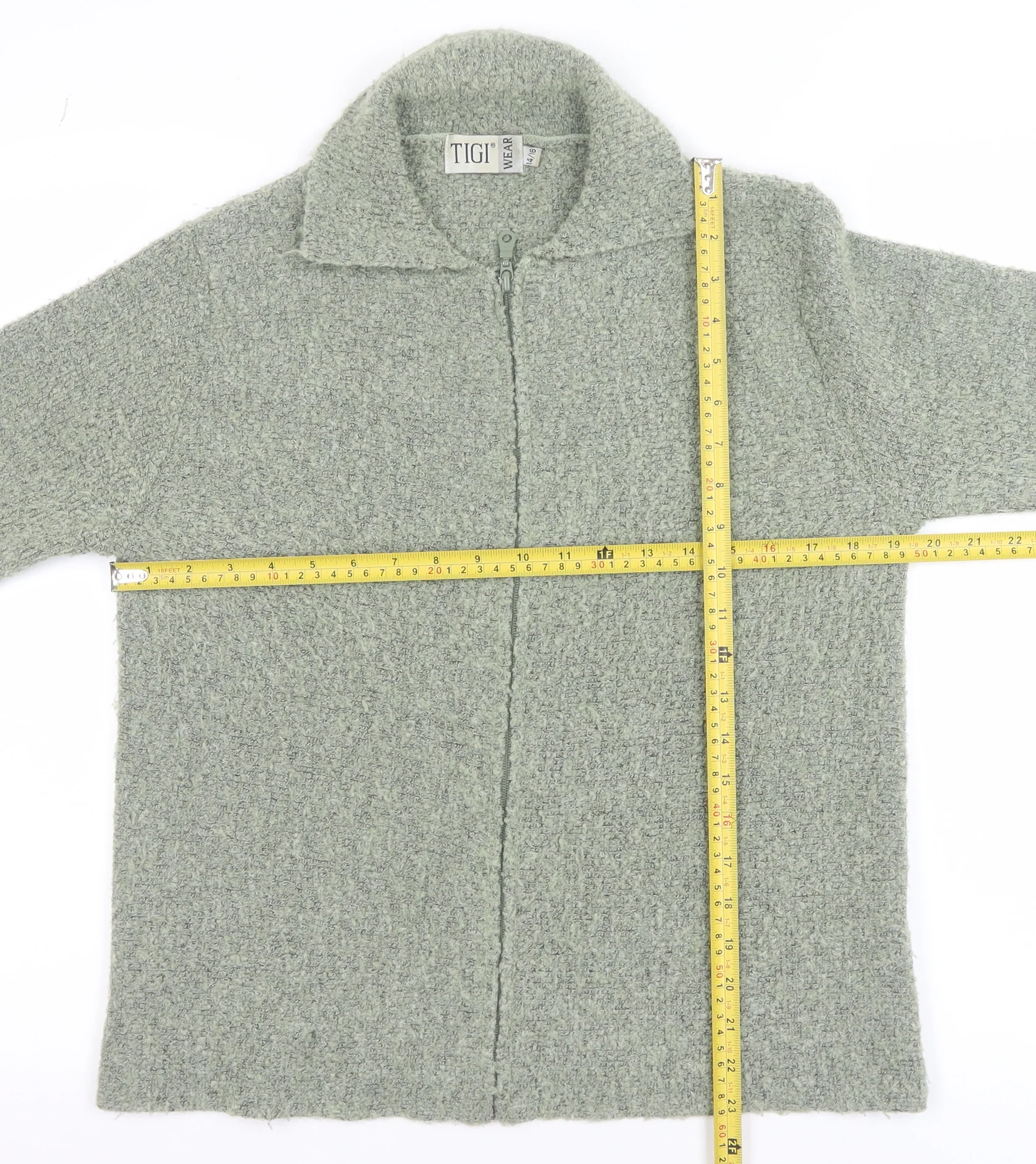 TIGI Wear Women's Grey Full Zip Knit Jumper Size 14 Collared Long Sleeve - Image 2