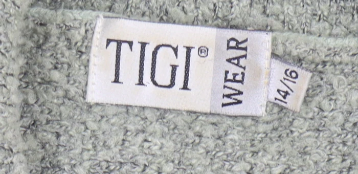 TIGI Wear Women's Grey Full Zip Knit Jumper Size 14 Collared Long Sleeve - Image 4