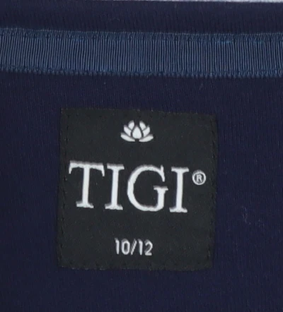 TIGI Womens Blue Striped 3/4 Sleeve Square Neck Top Size 10 - Image 4
