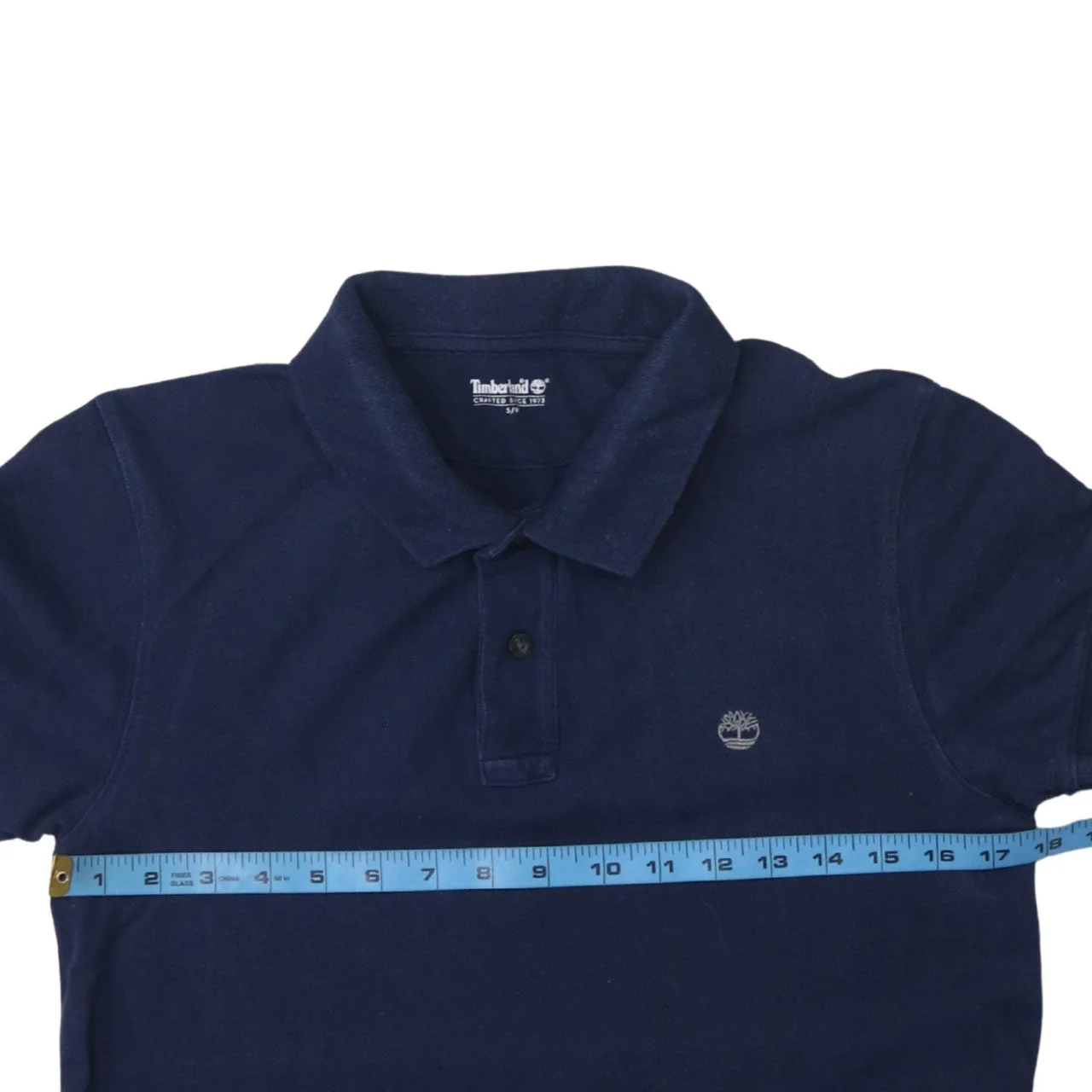 Timberland Men’s Blue Cotton Regular Fit Short Sleeve Polo Shirt S - Image 3