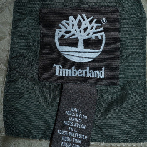 Timberland Men’s Green Hooded Parka Jacket L Nylon Water Resistant - Image 5