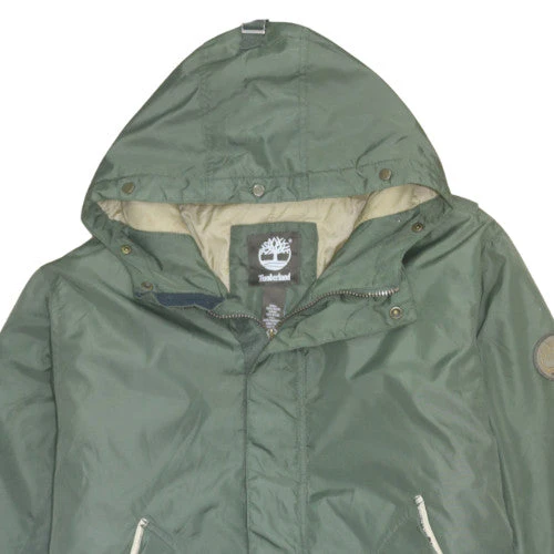 Timberland Men’s Green Hooded Parka Jacket L Nylon Water Resistant - Image 8
