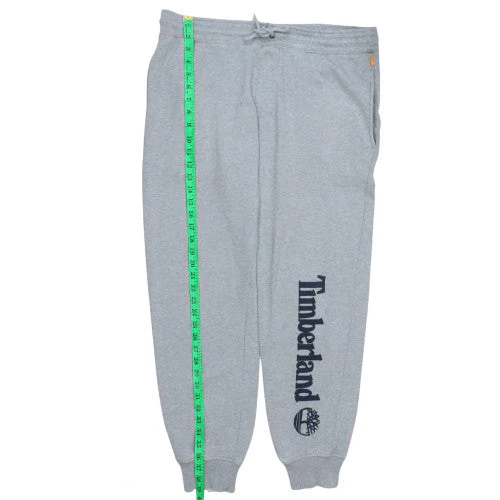 Timberland Men’s Grey Logo Sweatpants L Regular Fit Fleece Trousers - Image 3