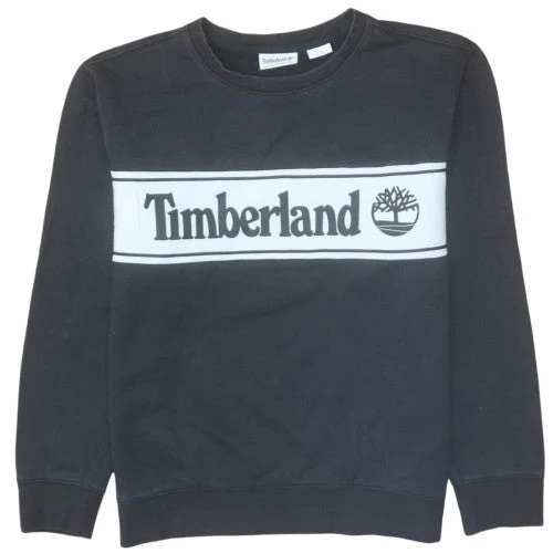 Timberland Mens Black Graphic Logo Pullover Sweatshirt L