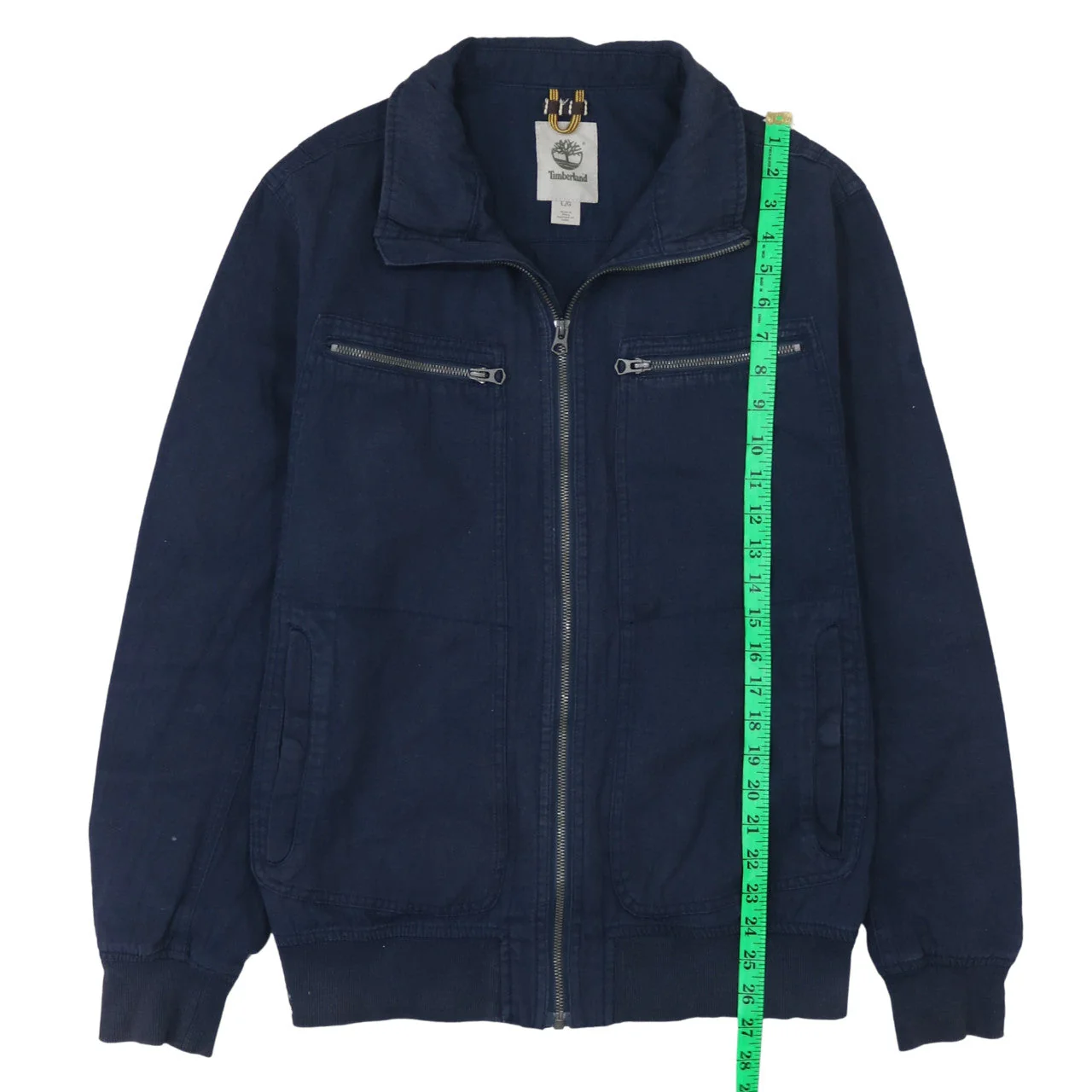 Timberland Men's Blue Cotton Linen Full Zip Jacket Size L - Image 2