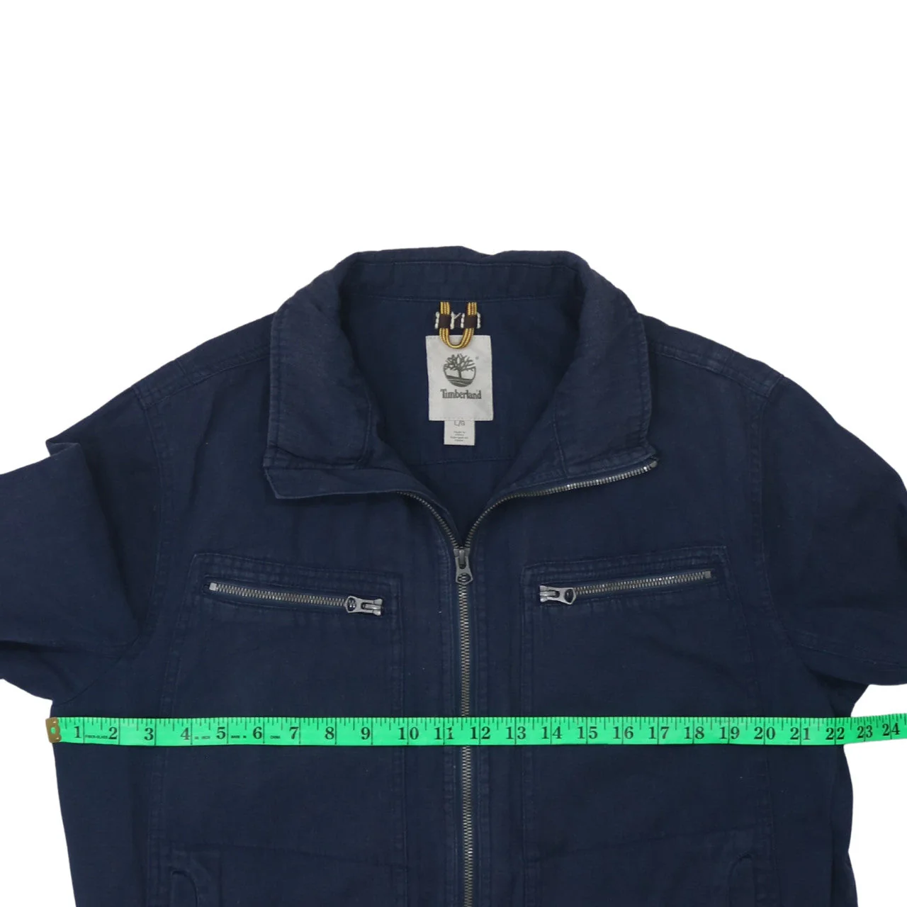 Timberland Men's Blue Cotton Linen Full Zip Jacket Size L - Image 3