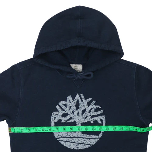 Timberland Men's Blue Pullover Hoodie Regular Fit S Logo Fleece - Image 2