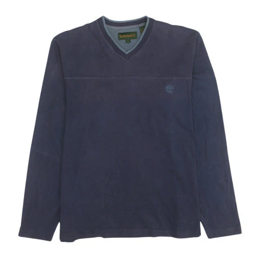 Timberland Men's Blue V-Neck Cotton Pullover Sweatshirt L