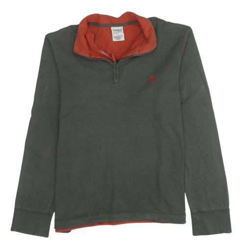 Timberland Men's Green 1/4 Zip Fleece Pullover Sweatshirt L