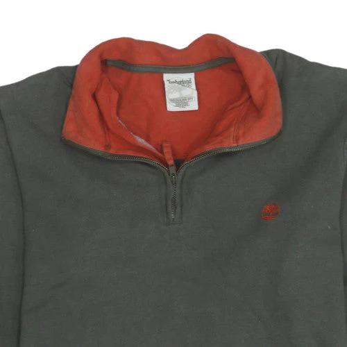 Timberland Men's Green 1/4 Zip Fleece Pullover Sweatshirt L - Image 6