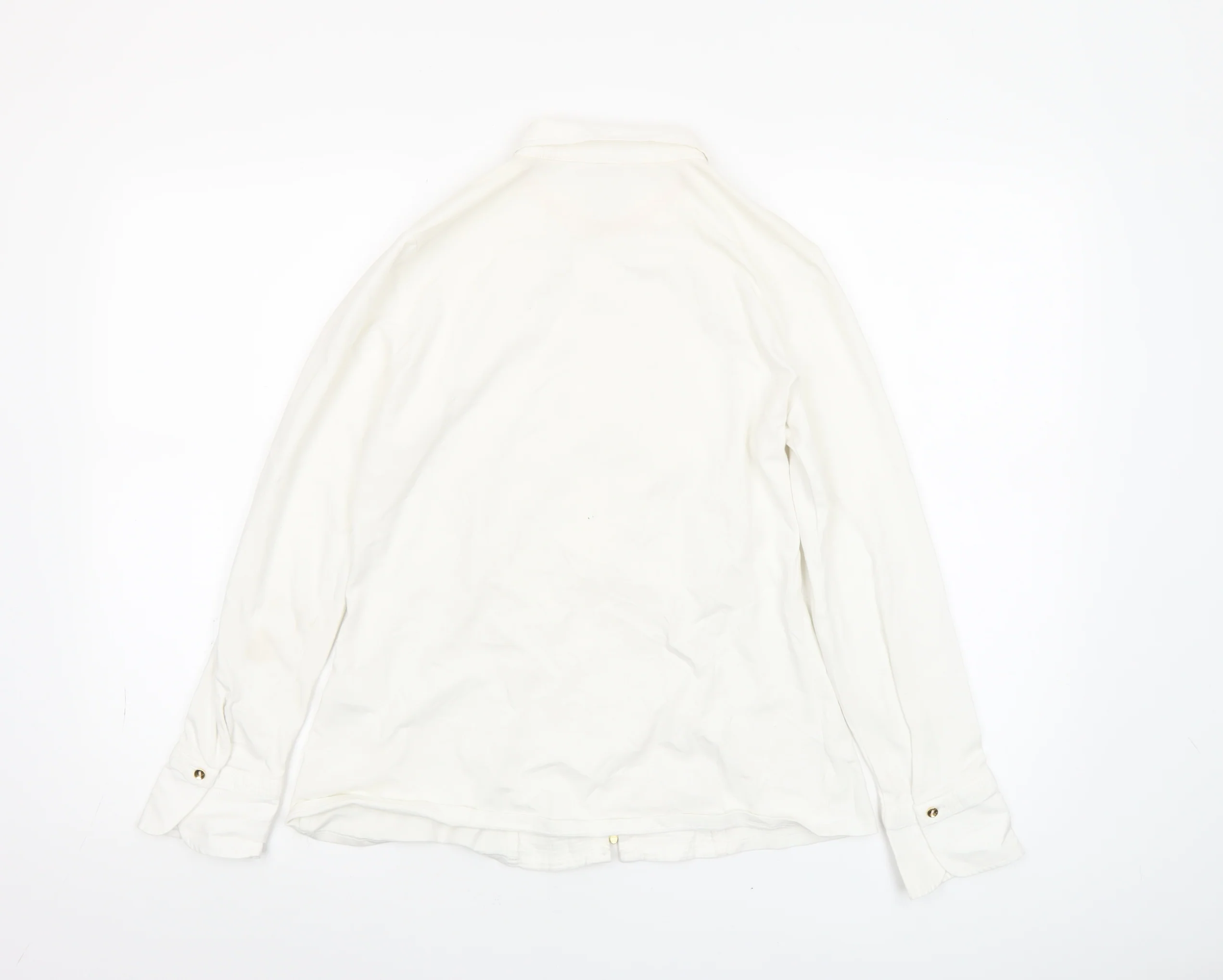 Tinta Women White Collared Zip Blouse Size 14 Cotton Stretch - Image 3