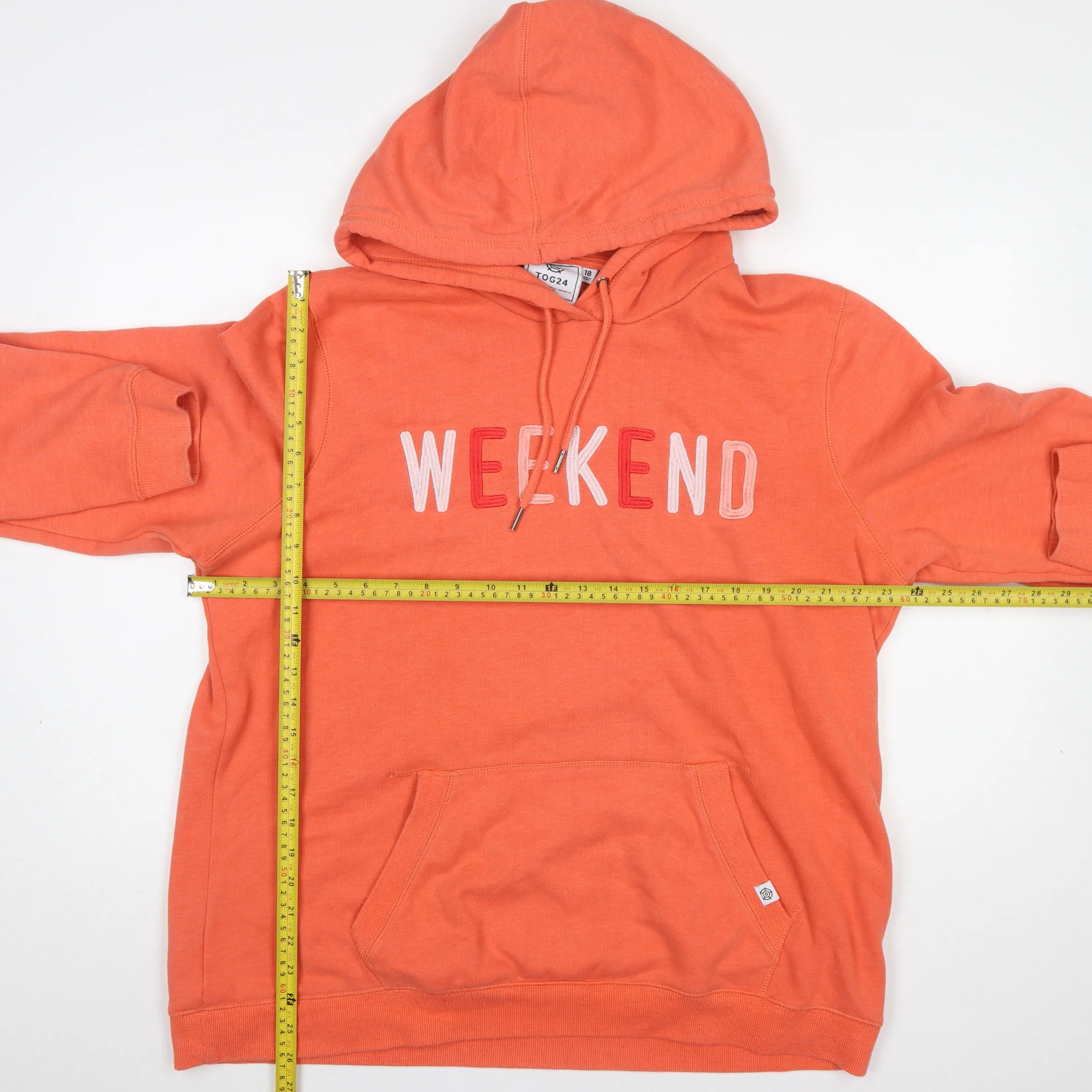 TOG24 Womens Orange Weekend Pullover Hoodie Size 18 Cotton Blend - Image 2