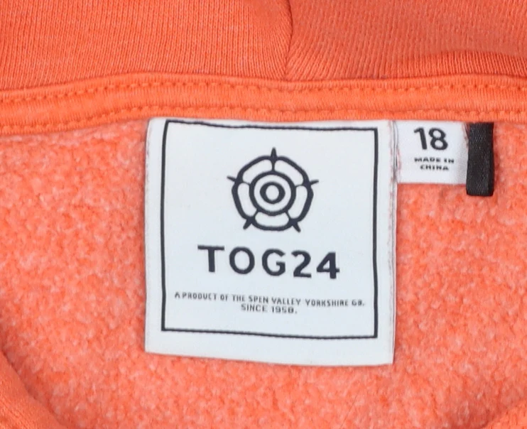 TOG24 Womens Orange Weekend Pullover Hoodie Size 18 Cotton Blend - Image 5