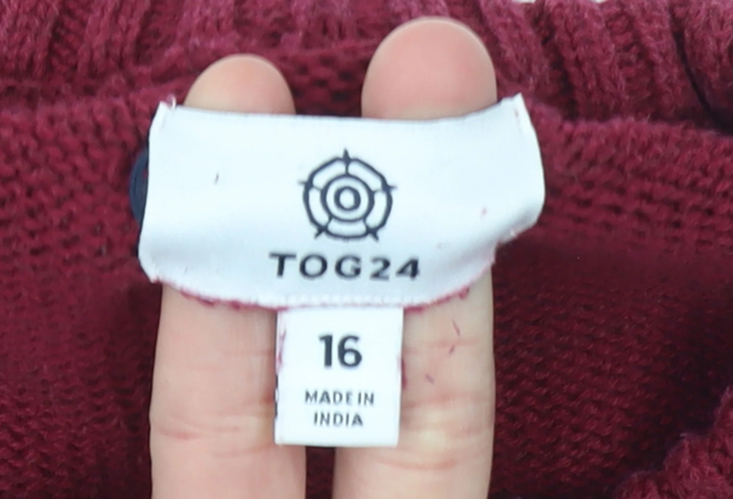 TOG24 Women's Red Cable Knit Cotton Jumper Size 16 - Image 4