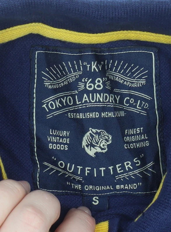 Tokyo Laundry Men's Navy Short Sleeve Polo Shirt Size S Cotton Casual - Image 4