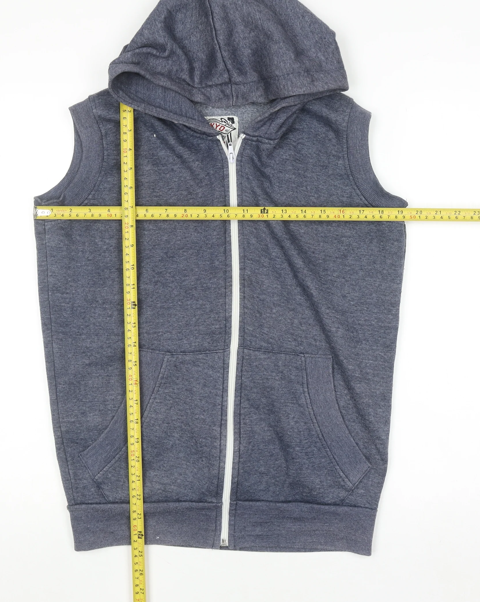 Tokyo Tigers Men's Grey Sleeveless Full Zip Hoodie Vest S - Image 2