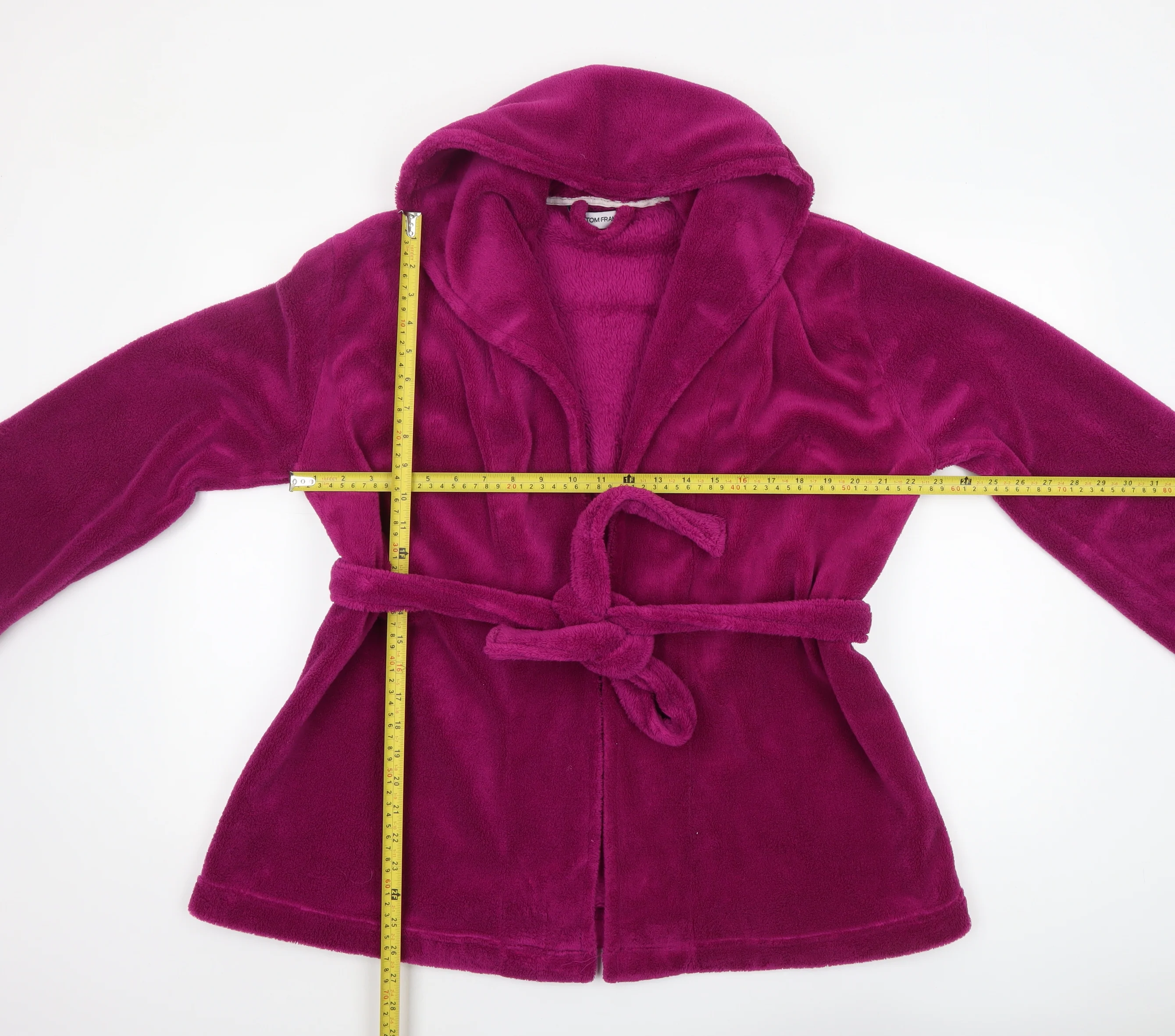 Tom Franks Women’s Purple Fleece Hooded Robe S Lightweight Winter - Image 2