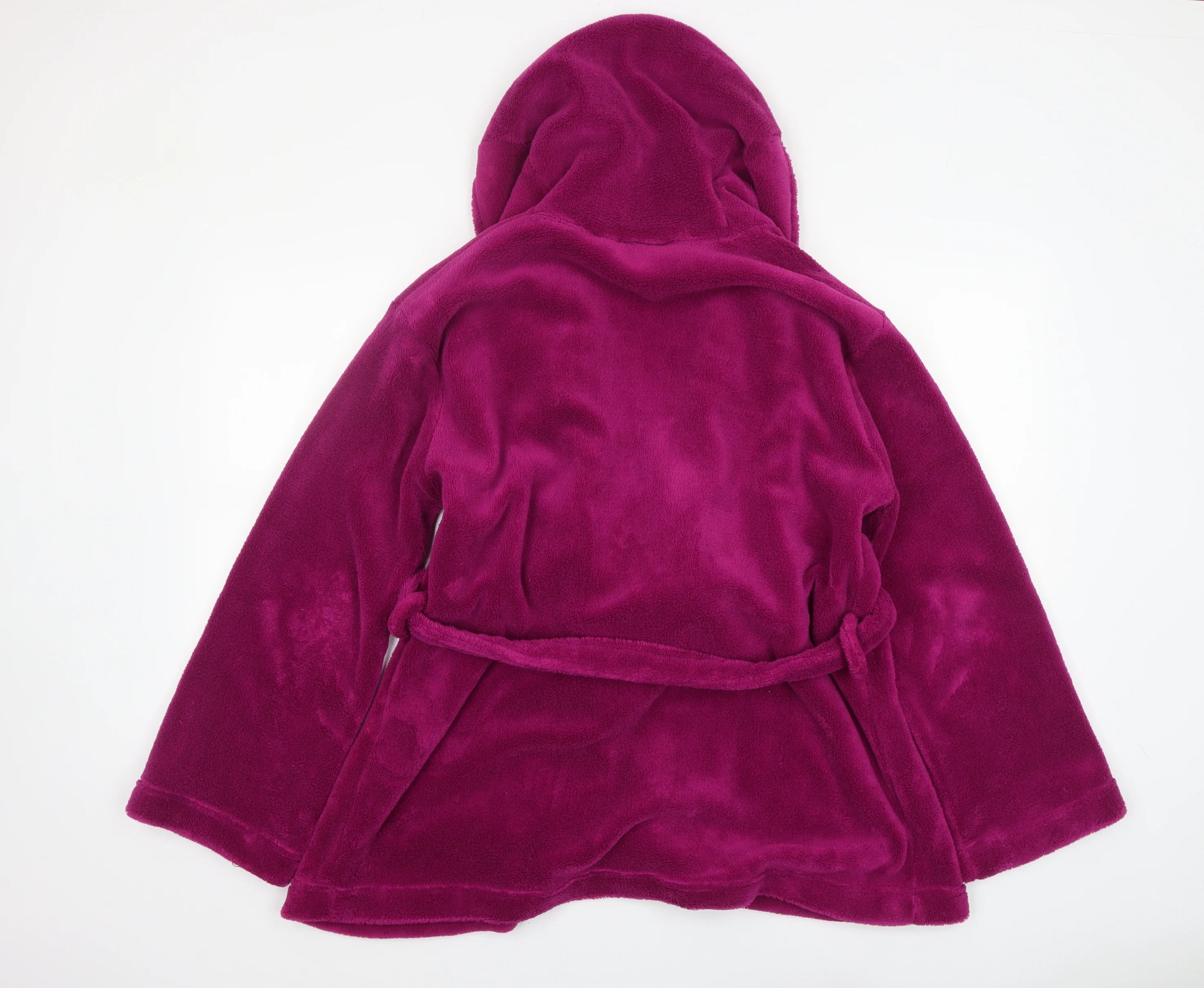 Tom Franks Women’s Purple Fleece Hooded Robe S Lightweight Winter - Image 3