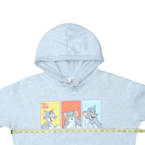 Tom & Jerry Womens Grey Pullover Hoodie Small Cartoon Print Cotton Blend - Image 3