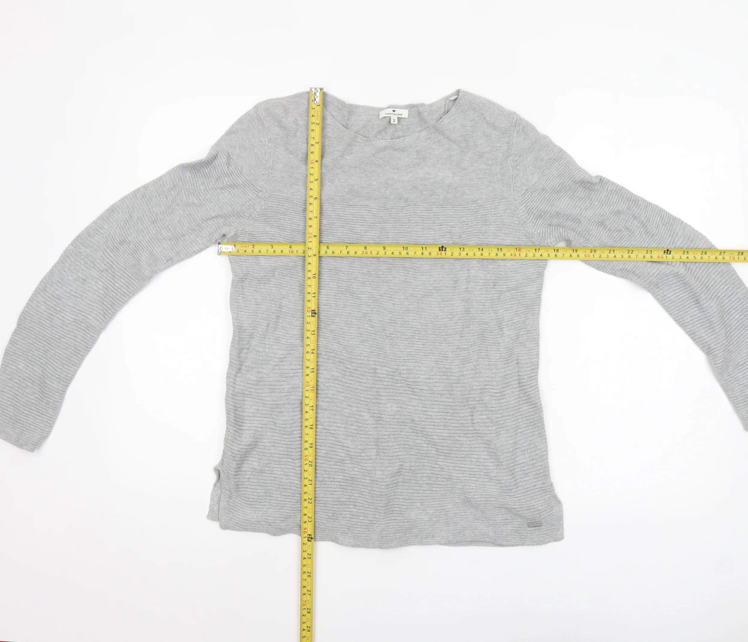 Tom Tailor Women's Grey Cotton Crew Neck Jumper Size S - Image 2