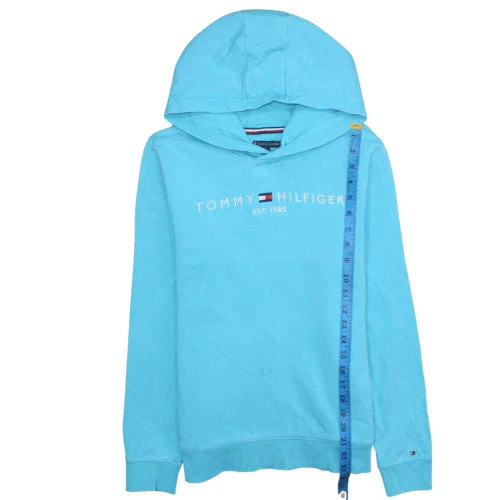 Tommy Hilfiger Blue Teens Pullover Hoodie Size 164 Logo Print - Image 2