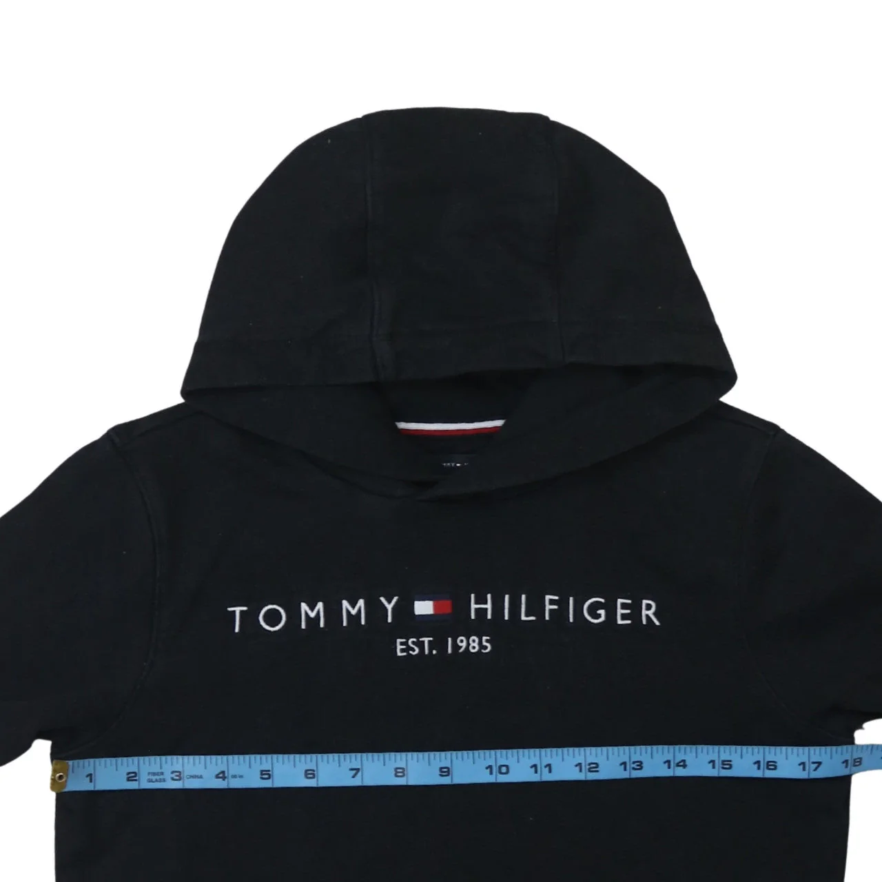 Tommy Hilfiger Boys Black Cotton Pullover Hoodie Size 164 Regular Fit - Image 2