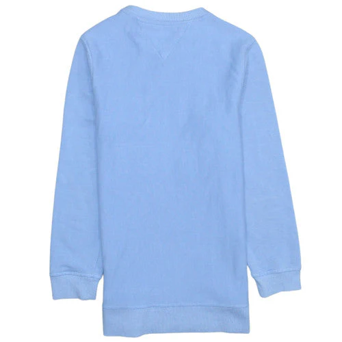 Tommy Hilfiger Boys Blue Pullover Sweatshirt Size 164 Crew Neck Logo Style - Image 4