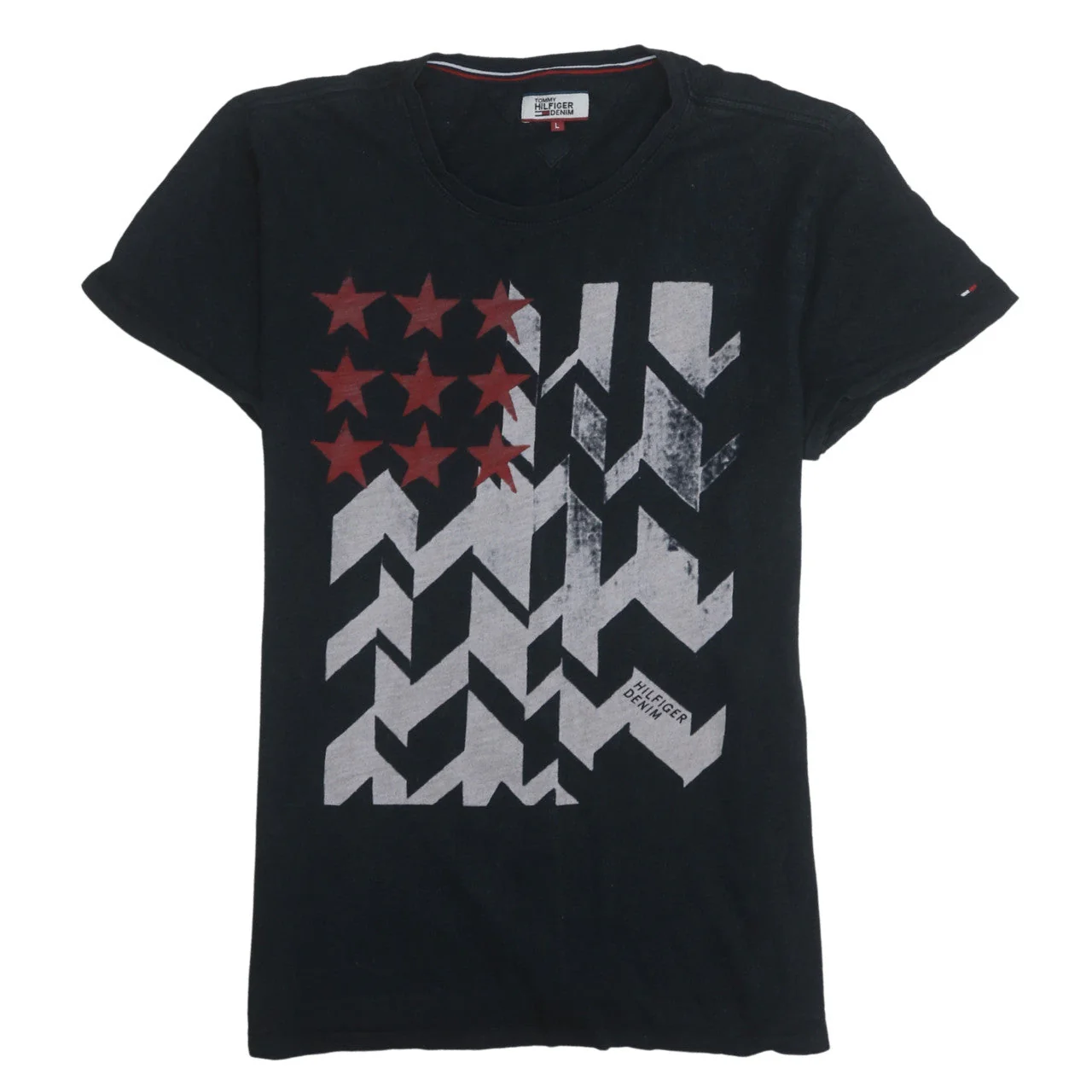 Tommy Hilfiger Denim Men's Black Graphic Print Crew Neck T-Shirt Size L