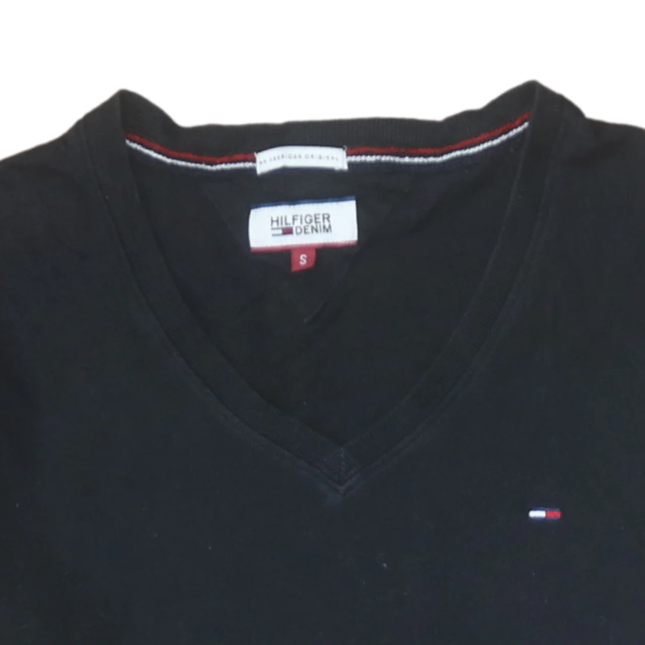 Tommy Hilfiger Denim Men's Black V-Neck Cotton T-Shirt Size S - Image 8