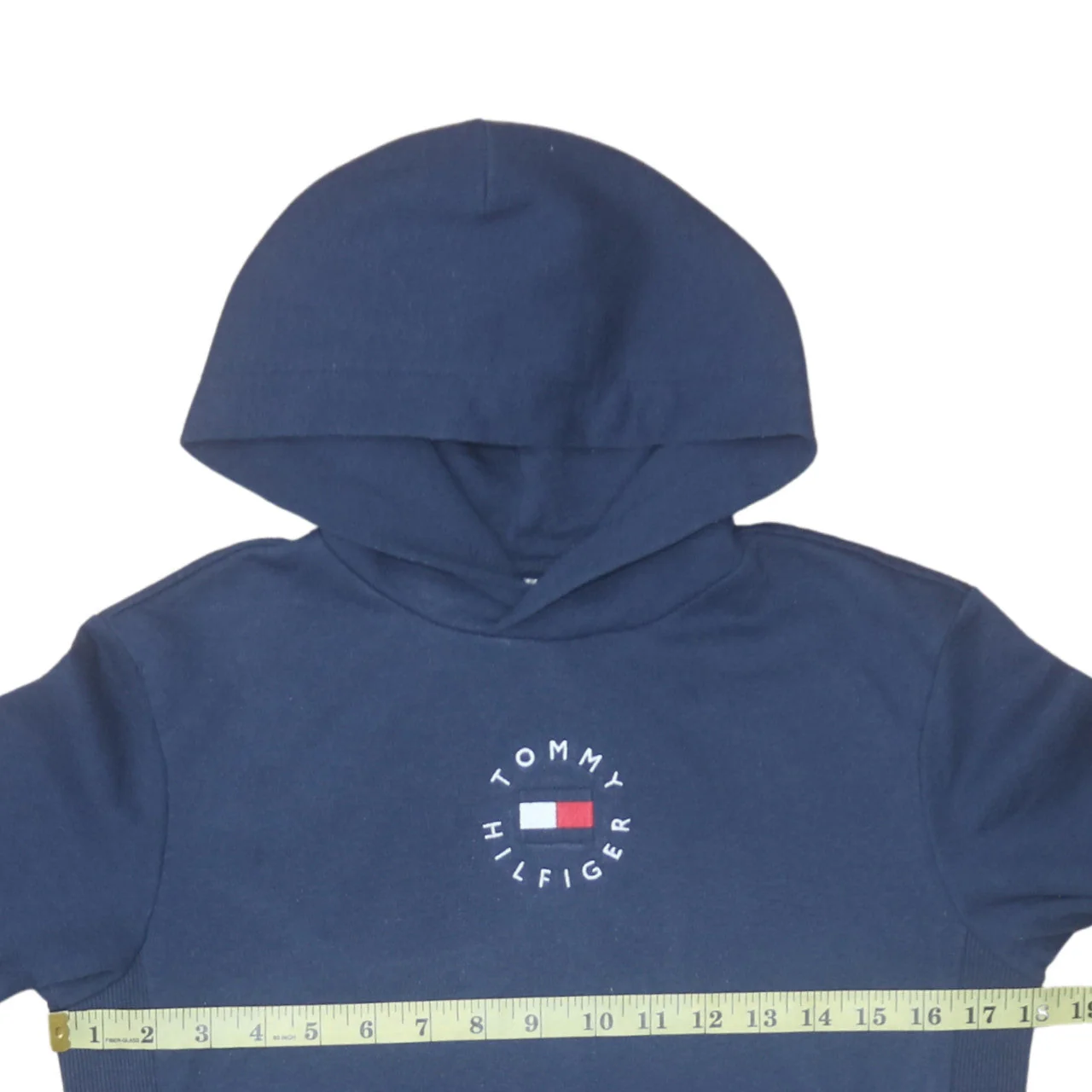 Tommy Hilfiger Girls Navy Blue Hooded Pullover Sweatshirt Dress Size 152 (Age 12) - Image 3