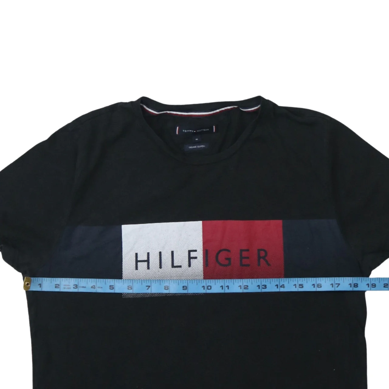Tommy Hilfiger Men Black Logo Graphic Organic Cotton T-Shirt M - Image 2