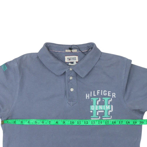Tommy Hilfiger Men Blue Logo Polo Shirt Size L Casual Cotton - Image 2