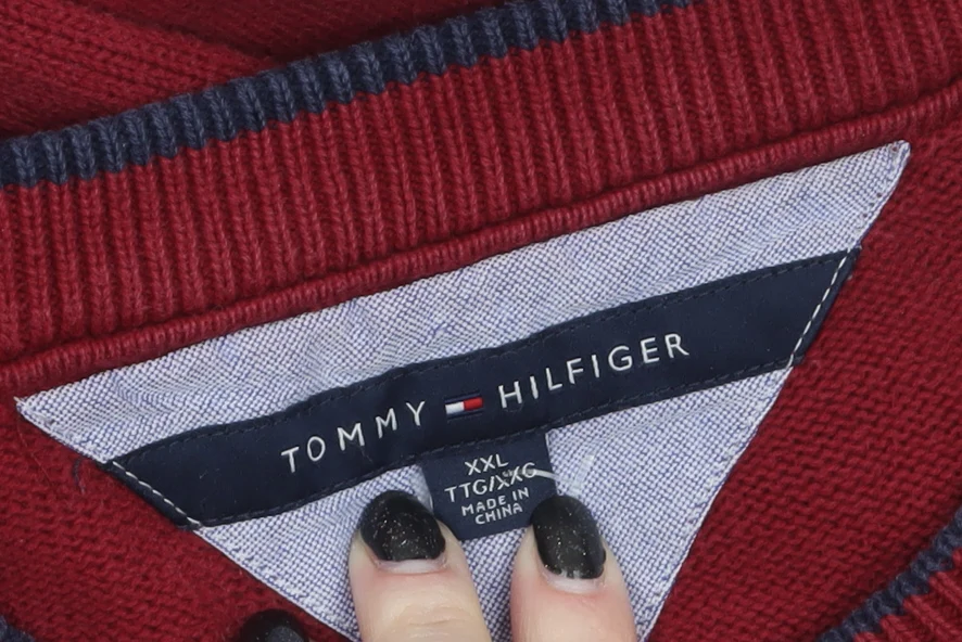 Tommy Hilfiger Men Red 2XL Crew Neck Pullover Jumper - Image 4