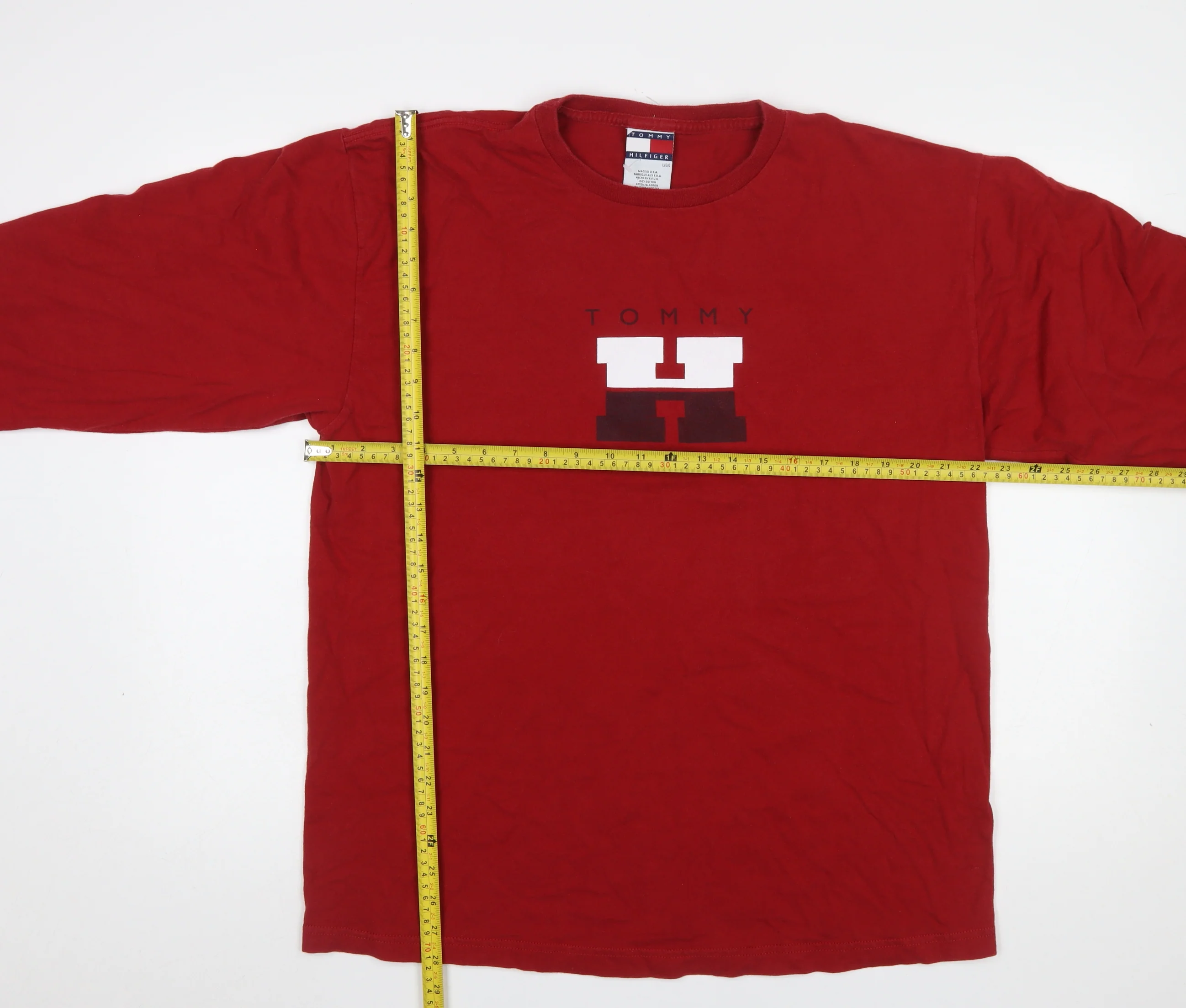Tommy Hilfiger Men Red L Graphic Long Sleeve Cotton Pyjama Top - Image 2