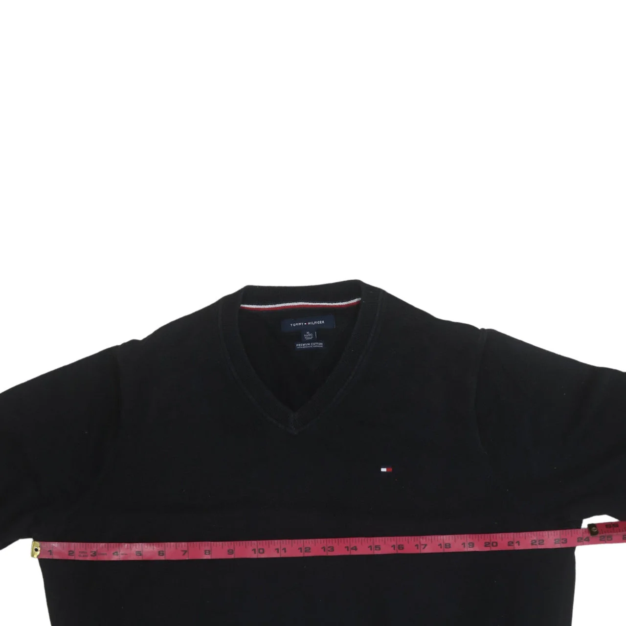 Tommy Hilfiger Men’s Black V-Neck Cotton Pullover Sweater XL - Image 3