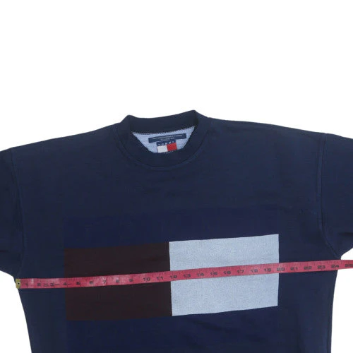 Tommy Hilfiger Men’s Blue Logo Crew Neck Pullover Sweatshirt L - Image 2