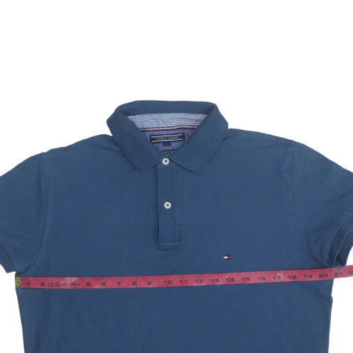 Tommy Hilfiger Men’s Blue Regular Fit Cotton Polo Shirt M - Image 3
