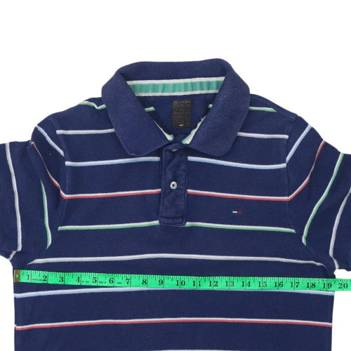 Tommy Hilfiger Men’s Blue Striped Cotton Polo Shirt Size M - Image 3