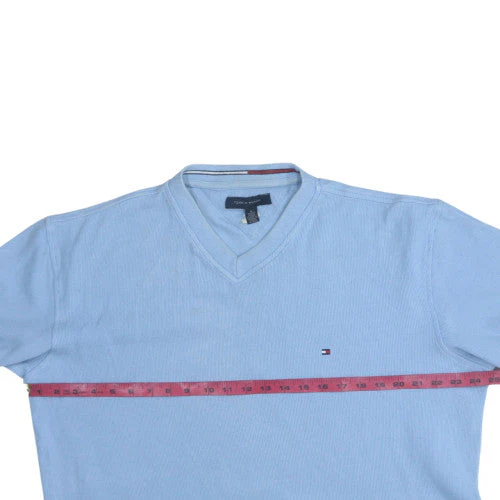 Tommy Hilfiger Men’s Blue V-Neck Cotton Pullover Jumper XL - Image 2