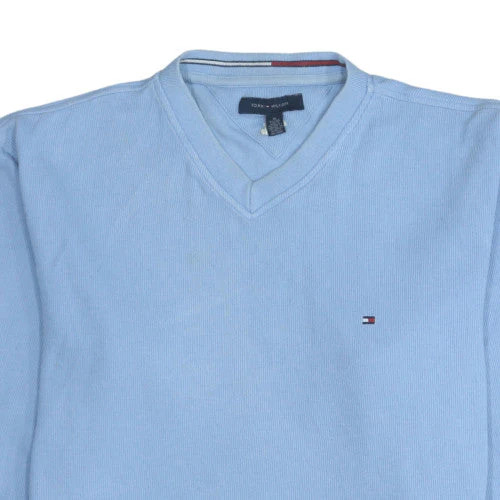 Tommy Hilfiger Men’s Blue V-Neck Cotton Pullover Jumper XL - Image 8