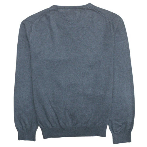 Tommy Hilfiger Men’s Grey Cotton Crew Neck Pullover Jumper L - Image 4
