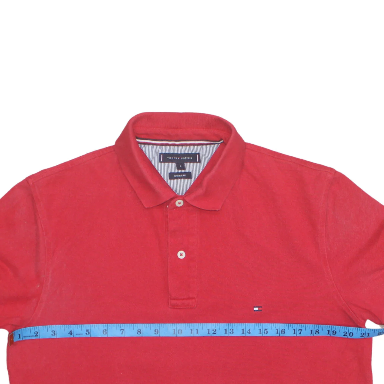 Tommy Hilfiger Men’s Red Regular Fit Cotton Polo Shirt L - Image 3