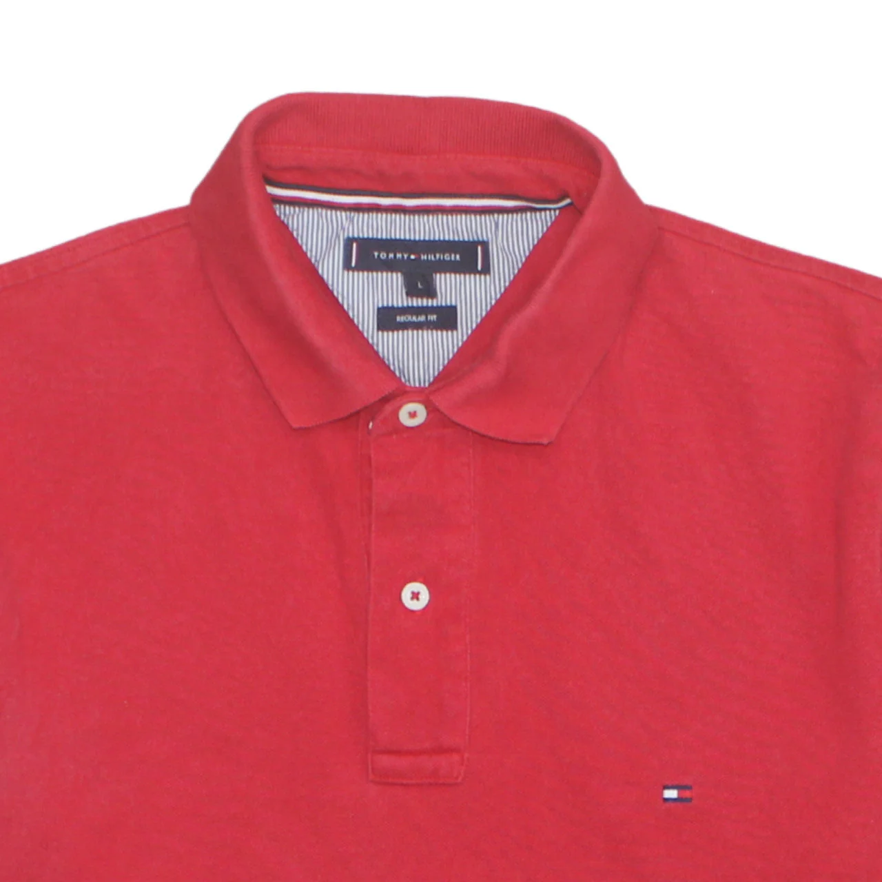 Tommy Hilfiger Men’s Red Regular Fit Cotton Polo Shirt L - Image 8